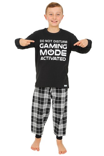 Gaming Mode Activated Long Woven Check Boys Pyjamas 9 to 16 Years