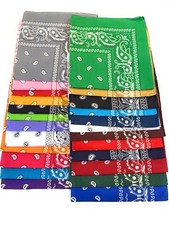 24 Pack Bandanas Paisley Print Cowboy Bandana Handkerchiefs Assorted Colors
