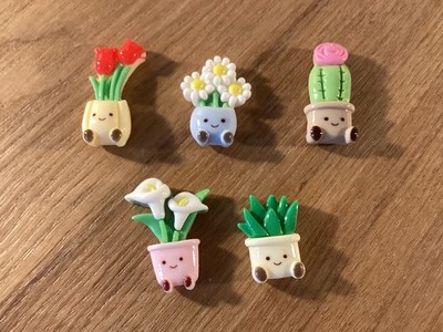 5 Kühlschrankmagnete zum Thema Jellycat - Pflanze im Topf, Kaktus Sukkulente, Tulpen, Gänseblümchen