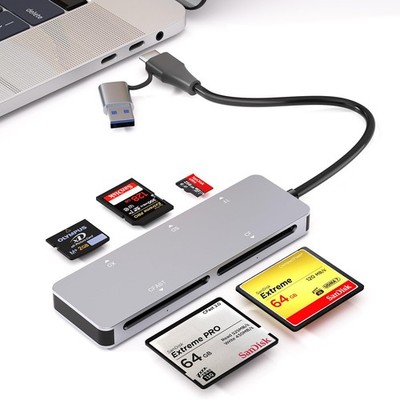 CFast 2.0 Card Reader 5-in-1 USB A & C 5Gbps for Camera/Computer/Phone - Multi