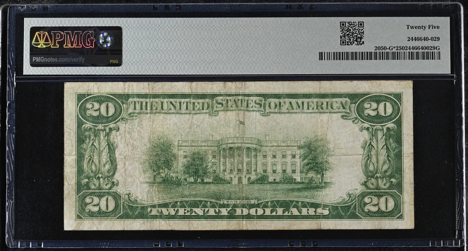 1928 $20 Dollar Federal Reserve STAR Note Chicago FR#2050-G* PMG 25 - Image 2 of 2