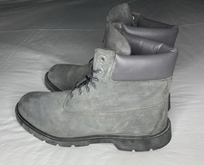 Men's Timberland Premium 6-Inch Waterproof BOOTS Dark NUBUCK GREY SILVER TB0A2P6