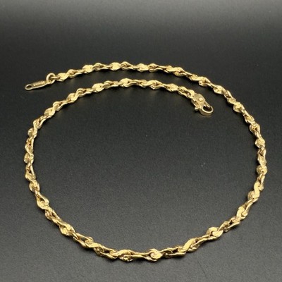 Vintage 3mm Nugget Link Anklet 24K HGE Gold Plated Chain 11.5'' Modern Minimalist