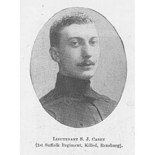 BOER WAR Lieut S.J Carey 1st Suffolk Regiment - Antique Print 1900