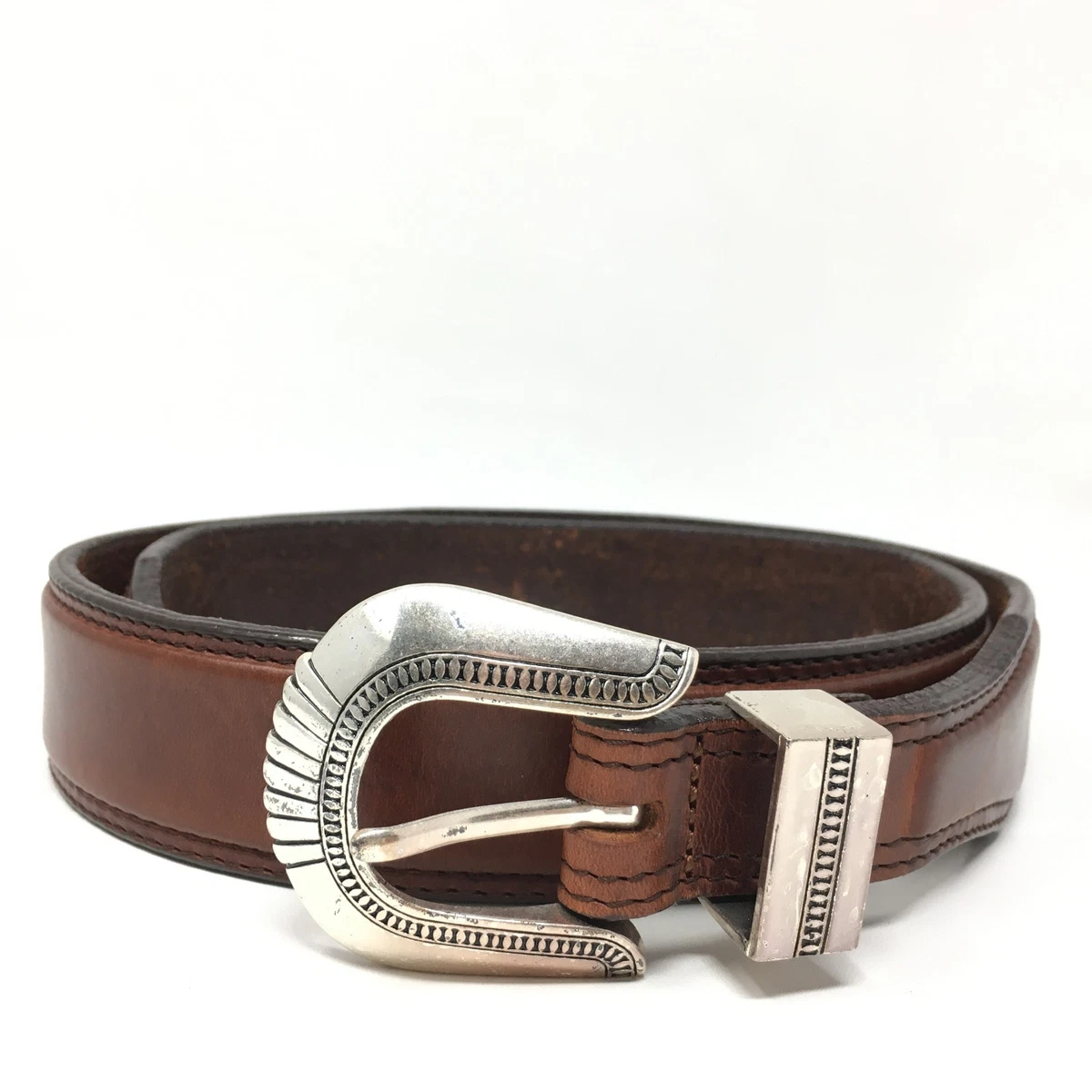 90'S LL Bean ベルト USA製 (VINTAGE) 90s USA製 L.L.Bean レザーベルト 茶 32☆287 - Sixpacjoe Web Shop