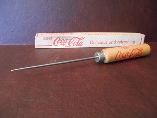 Vintage Style Wood Handle Ice Pick Coca-Cola Coke Pop Soda Advertising