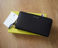 New Ted Baker Juliza Jet Black Padlock Charm  Matinee Leather Purse RRP £99