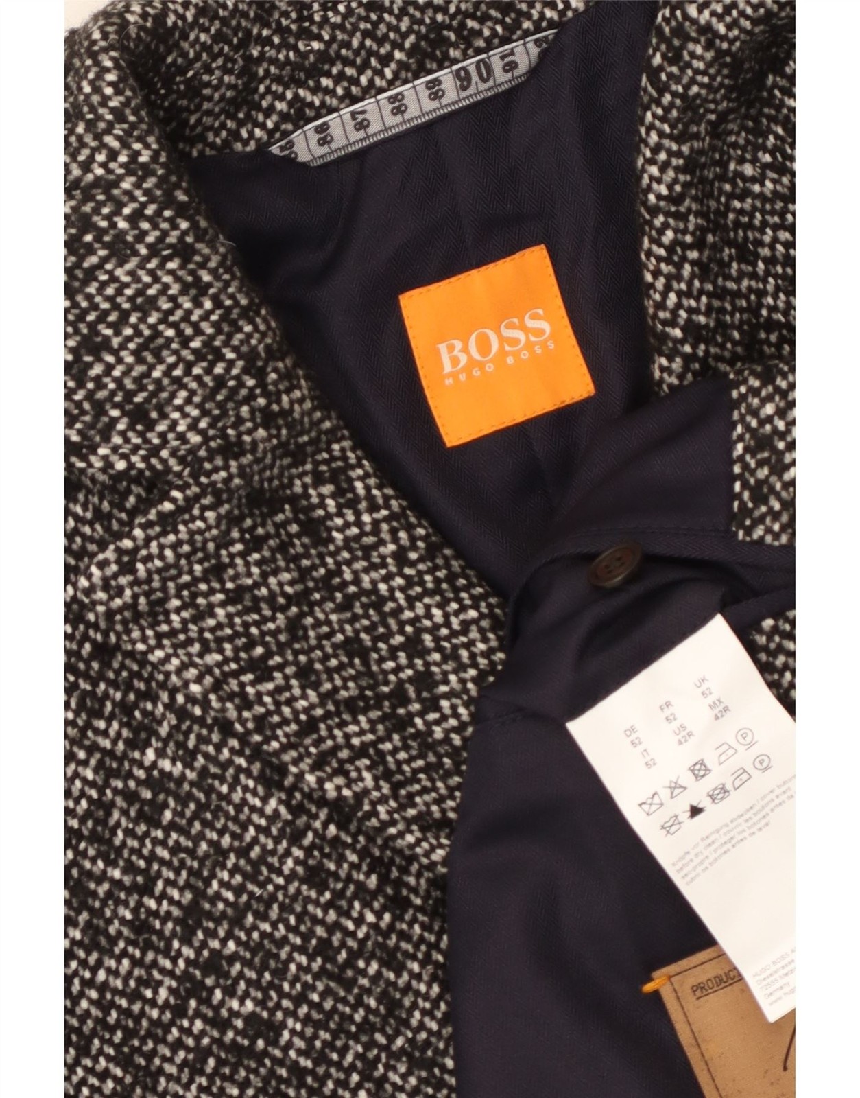 Hugo Boss Mens Overcoat EU 52 XL Grey Flecked Acrylic AA01 thumbnail 3