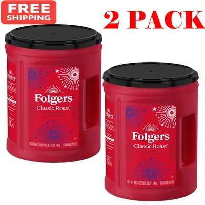 Folgers Classic Roast Ground Coffee Medium Roast 40.3 Oz Canister, 2 PACK
