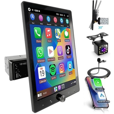1DIN 10.4'' Autoradio Kabelloses Carplay Android Auto Drehbarer Bildschirm Kamera