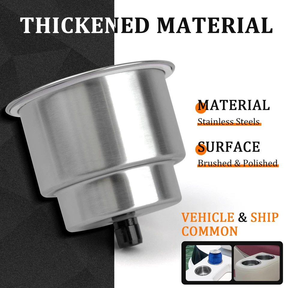 2x Stainless Steel Cup Drink Holders for Car Truck Camper Marine Boat Universal Foto 2 de 4