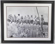 Large Framed Photograph Construction Workers Girder Empire State Building