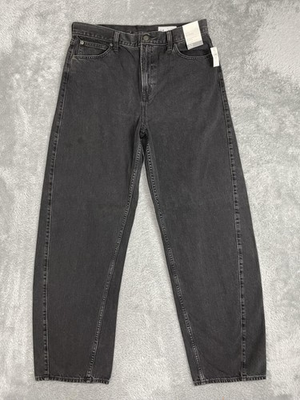 #ad #ad Gap Barrel High Rise Taper Jeans Womens 32 14 Tall Black Charcoal Wash Denim $33.99