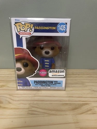 FUNKO POP MOVIES PADDINGTON WITH SUITCASE FLOCKED #1435 AMAZON EXCLUSIVE