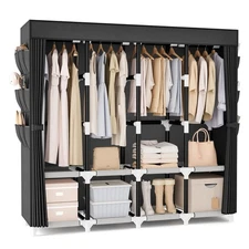 Wardrobe Closet, 25mm Steel Tube Sturdy Portable Closet for Hanging Clothes, ...