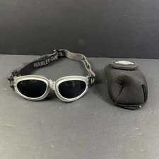 Harley Davidson Collapsible Riding Goggles & Case Foldable Padded Gray
