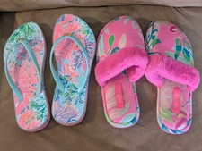 LILLY PULITZER Plush Slippers And Flip Flops Women's S Small 5/6