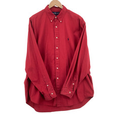 Ralph Lauren Men's Red 100 Cotton Long Sleeve Collared Button-Up Shirt Size XL