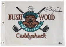 Chevy Chase Caddyshack Autographed Bushwood 13x17 Flag Beckett
