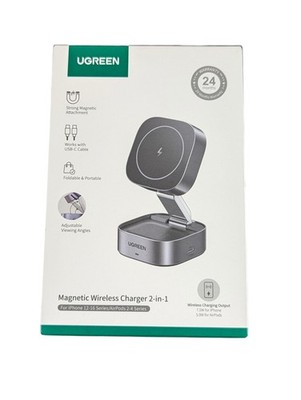 Cc6O UGREEN 2-in-1 Magnetic Wireless Charger for iPhone & Airpods W526 Gray