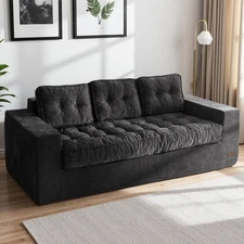 MAXYOYO 3 Seater Boneless Couch,Chenille Comfy Sofa with Extra Deep Seats