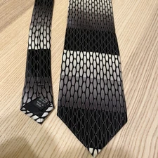 Men's Bergamo New York Handmade Silk Neck Tie Ombre Gradient Black Gray