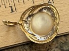 14K Yellow Gold 585 Pearl Diamond Pendant Enhancer — photo 3