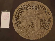 Carved ELEPHANT with From Bangkok THAILAND Thai Artist Sophorn THAI Wall Art 🎨 