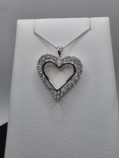 925 NEW Sterling Silver CZ Heart Pendant  Box Chain ITALY 18"