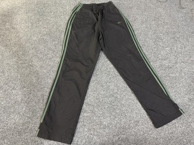 Adidas Track Pants Mens Small Black Woven Green Three Stripes Warm Up Athletic