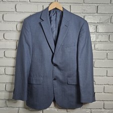 Jos A Bank Reserve Mens Blazer 42R Silk Wool Sport Coat Jacket Blue Check