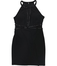 GUESS Womens Beaded Bodycon Dress, Black, 14
