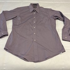 Vintage Christian Dior 16 34-35 Mens Button Up Shirt Plus De Coton Purple Prep