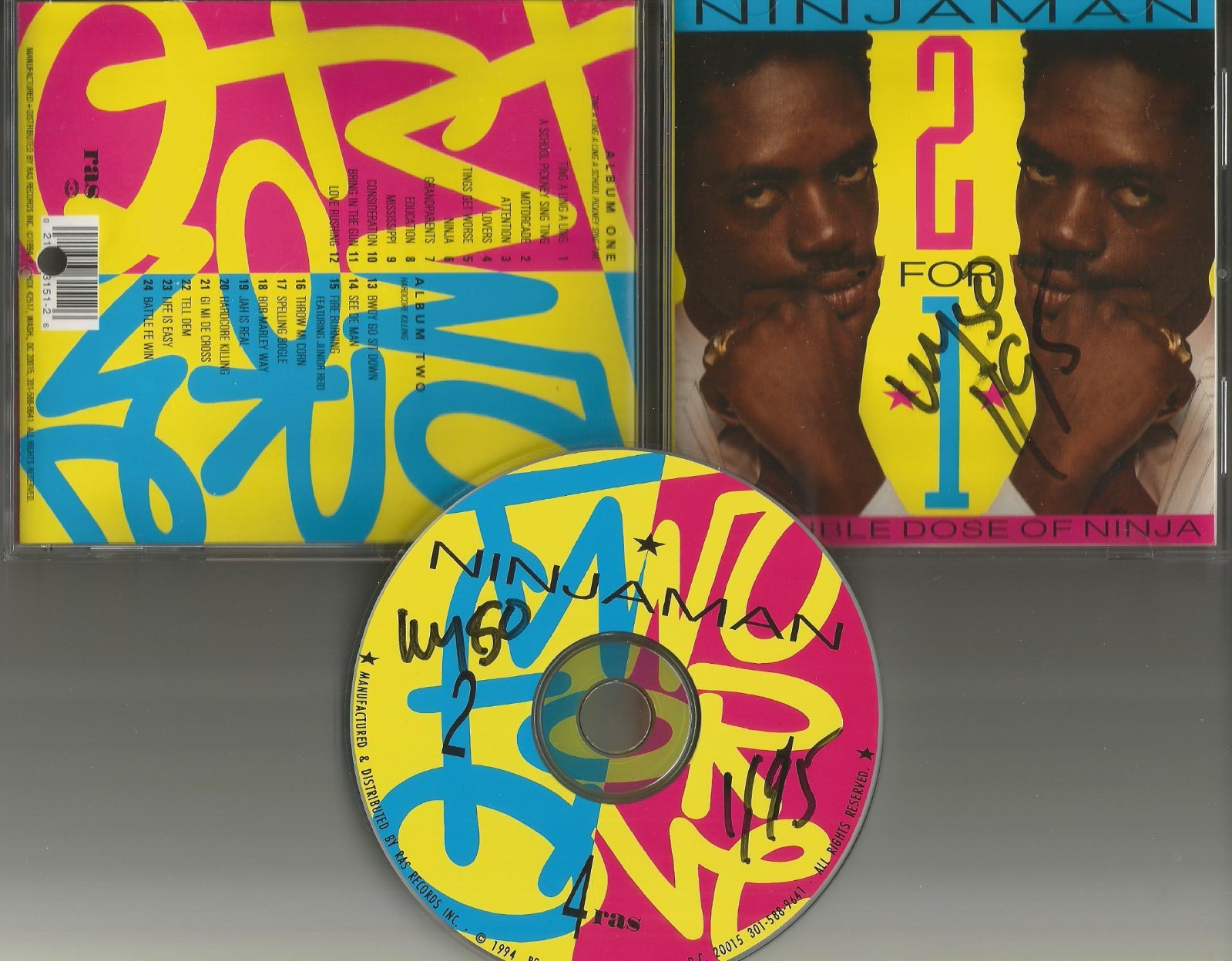 NINJAMAN Ninja Man DOUBLE DOES 2 for 1 CD Ting A Ling & Hardcore Killing 1994