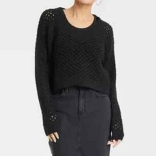 NWT Universal Thread Black Openwork Sweater Size Small