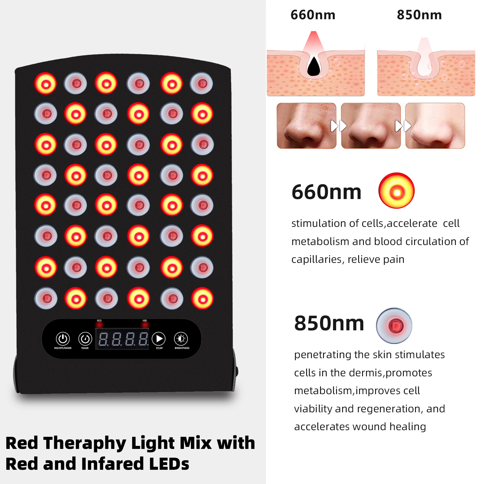 AntiAging Full Body Red Near Infrared LED Light Therapy Panel 660nm