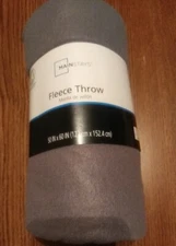 Mainstays Gray Fleece Throw/Blanket 50x60 Polyester Ultra Soft
