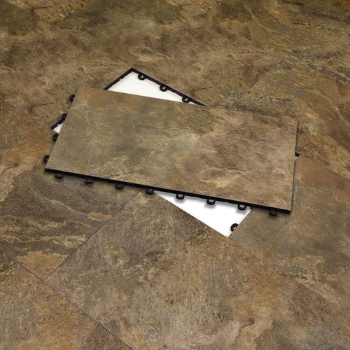 New DIY Basement Flooring Tiles Lexington Slate - 2 SQ FT per Tile - US MADE - 第 1/7 張圖片