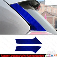 2X Blue Carbon Fiber Rear Window Glass Cover Trim For Nissan Rogue 2014-2016 