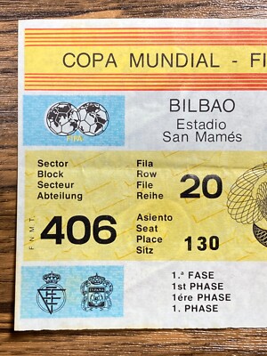 FIFAW杯1982年　決勝 イタリアvs西ドイツ戦　チケット半券と新聞付き FIFA World Cup 1982 Spain Ticket Stub - Match #20 England