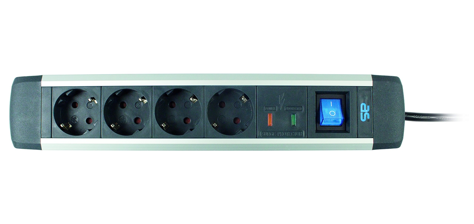 as-Schwabe ALUX 4-fach Steckdosenleiste 1,5 m schw NUOVO