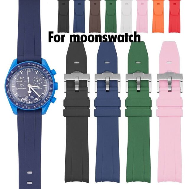 20mm Curved End TPU Watch Strap for Swatch OMG Moonswatch Soft Silicone Bracelet