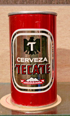 1970 BOTTOM OPENED MEXICO TECATE PULL TAB BEER CAN CERVEZA STEEL EMPTY