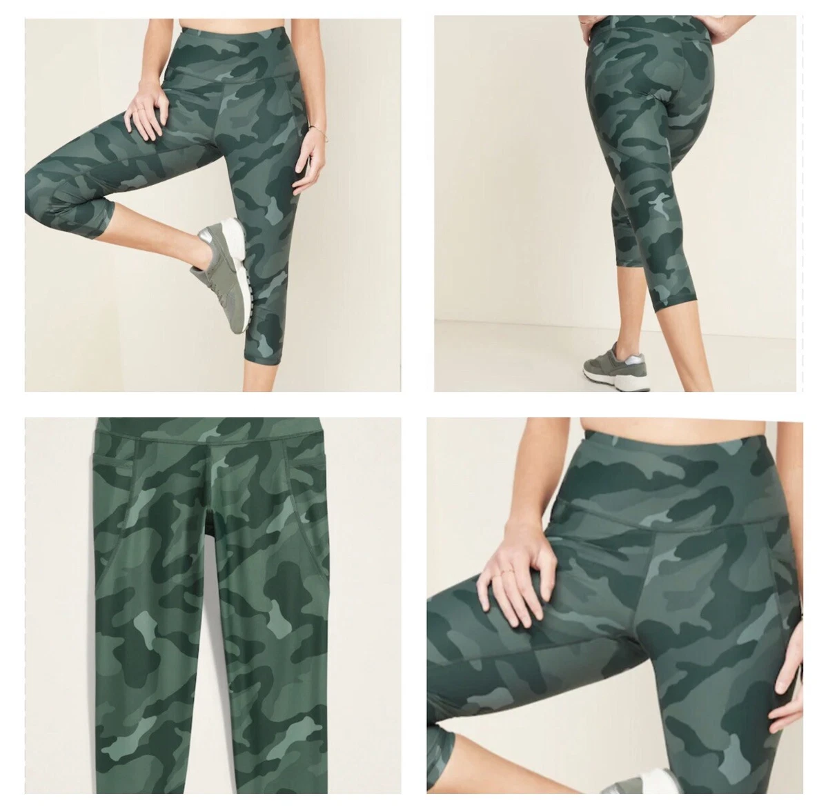 NWT: Old Navy High-Waisted Powersoft Side-Pocket Crop Leggings, Camo,Size  XL