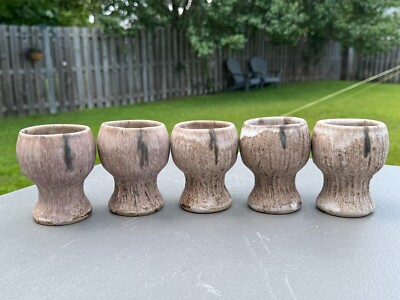 McCarty Pottery Mississippi Rivermark 3.5'' Goblets in Nutmeg - Set of 5