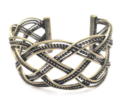 Lia Sophia ''Journey  Antique Gold Open Weave Criss Cross Wide Cuff Bracelet