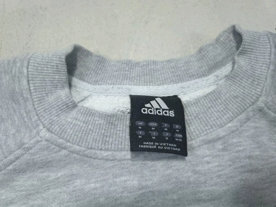 Sudadera Adidas De Colección Para Hombre Gris Medio Pullover Suéter Relajado Logo Grande Y2K Foto 4 de 4