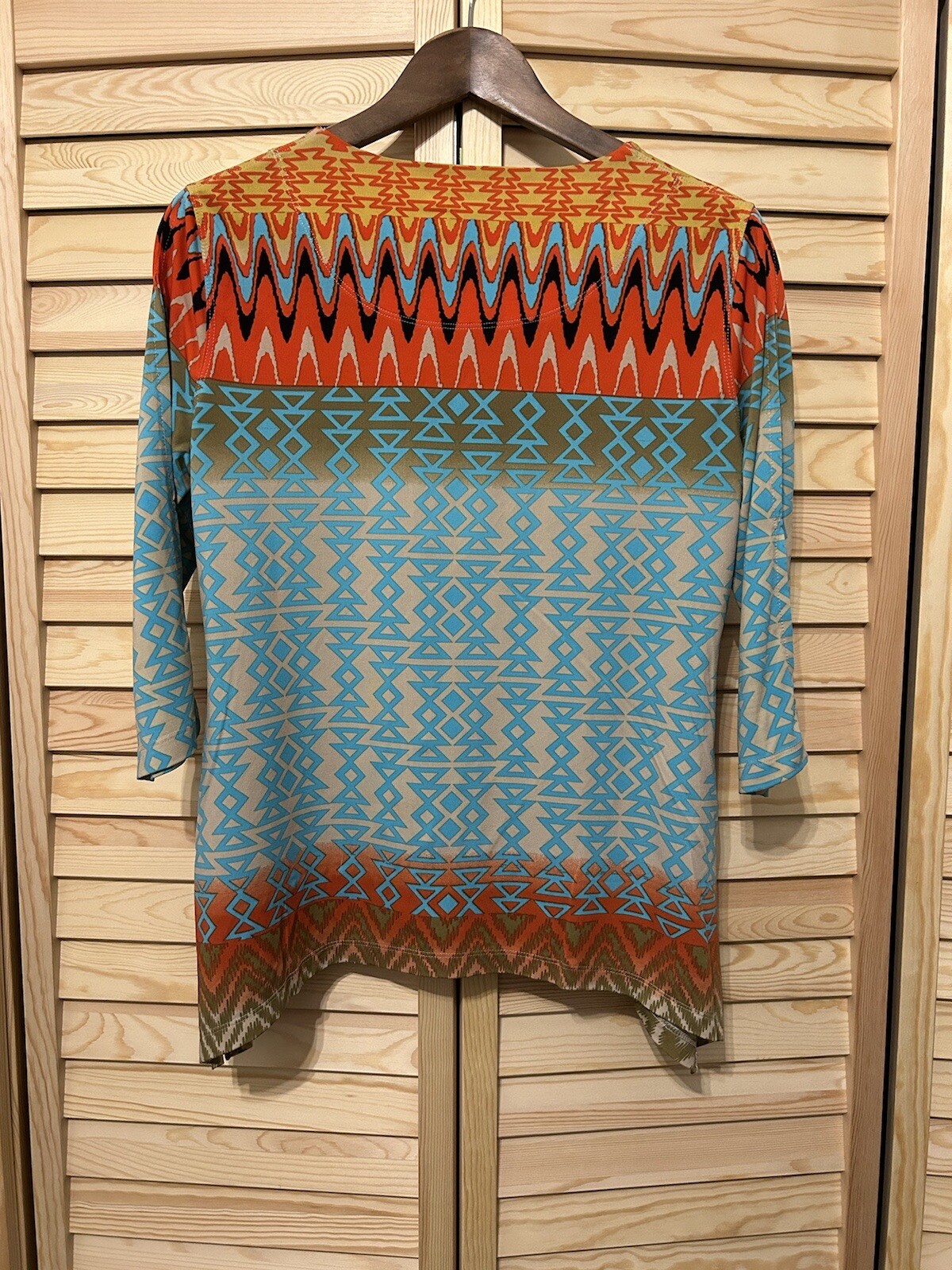 Multiples Multicolor Aztec Print Pullover Top Emb… - image 2