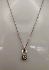SILVER DIAMOND NECKLACE 2-3 Pt Diamond 925 3/4'" Long VIDEO