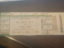 nj nets miami heat game ticket stub 2003 dikembe mutombo brian scalabrine